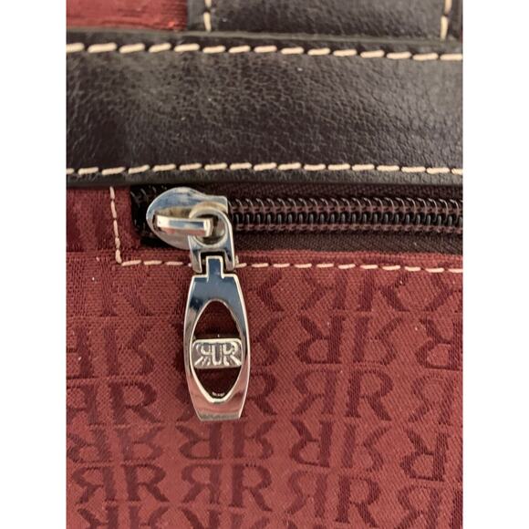 Pedro Rogado Satchel Burgundy Logo Print with Brown Leather Trim Made in Spain - Picture 6 of 10